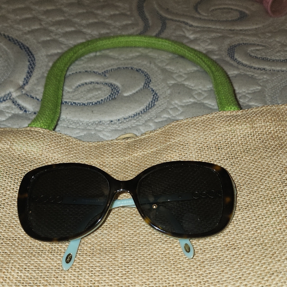 Tiffany & Co. Tortoiseshell Sunglasses with Black Lenses, EUC.